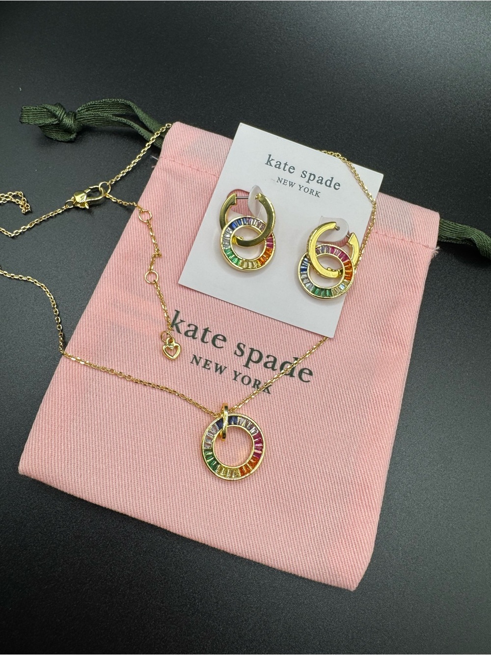 Kate Spade Rainbow Crystal Circle Necklace & Earring Set - Gold tone - Picture 2 of 7